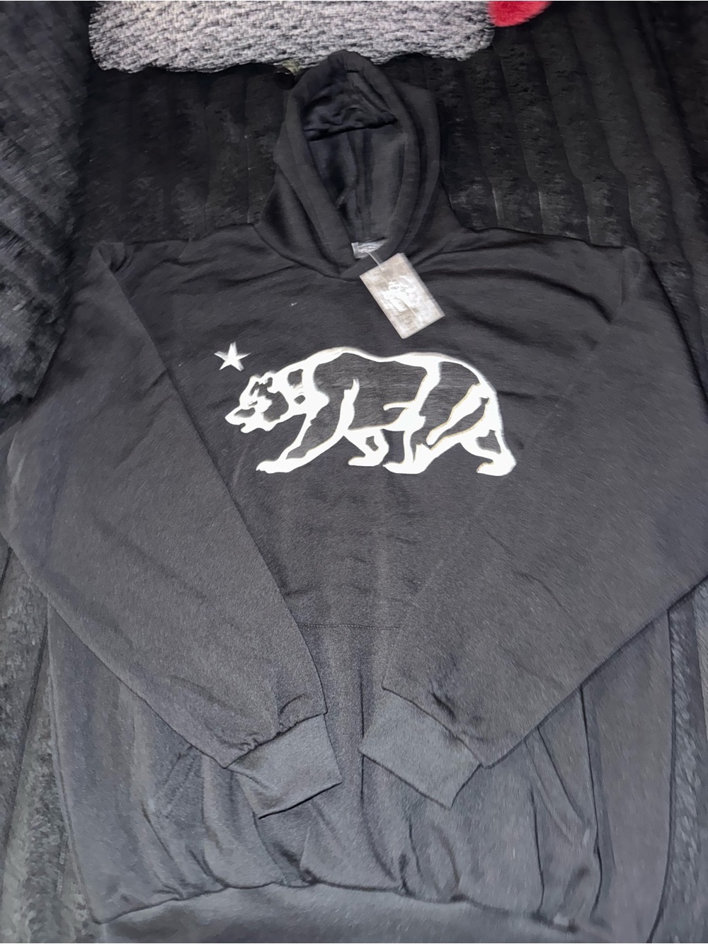 Original Deluxe Black Hoodie with White Bear Graphic - Men